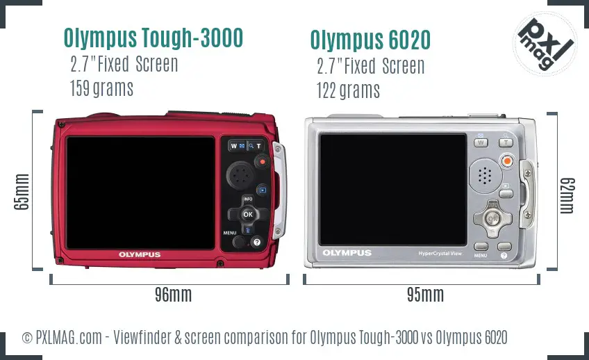 Olympus Tough-3000 vs Olympus 6020 Screen and Viewfinder comparison