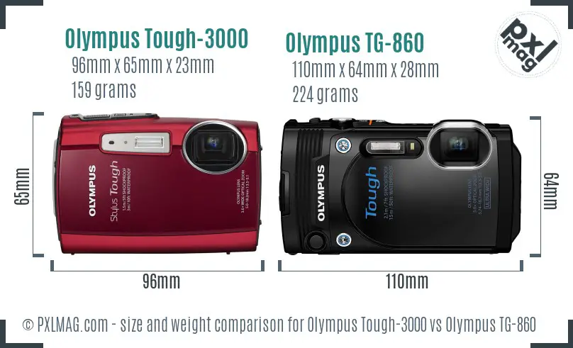 Olympus Tough-3000 vs Olympus TG-860 size comparison