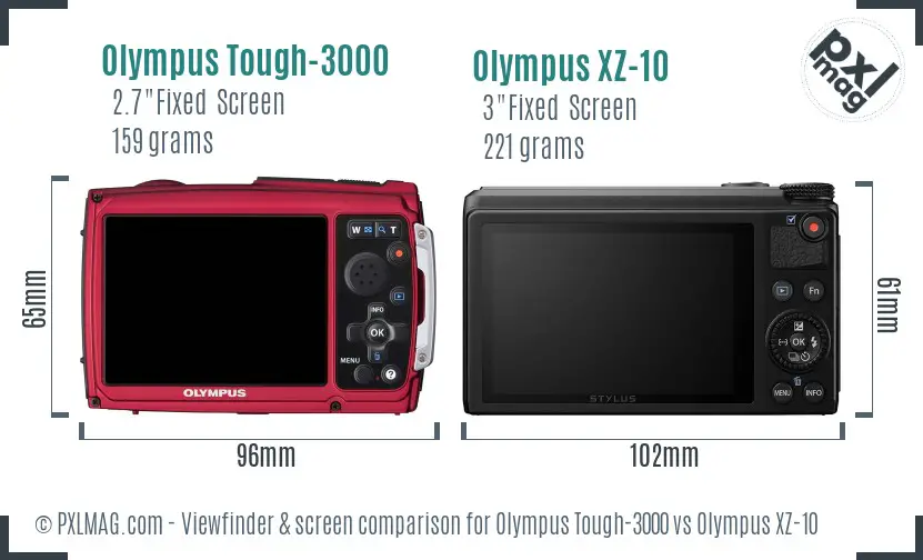Olympus Tough-3000 vs Olympus XZ-10 Screen and Viewfinder comparison
