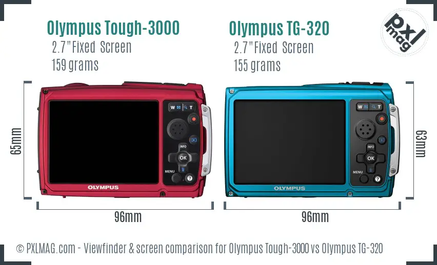 Olympus Tough-3000 vs Olympus TG-320 Screen and Viewfinder comparison