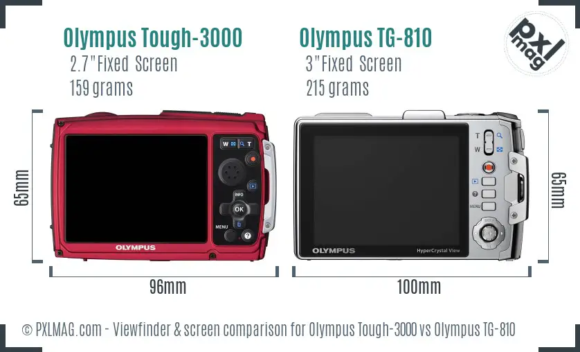 Olympus Tough-3000 vs Olympus TG-810 Screen and Viewfinder comparison
