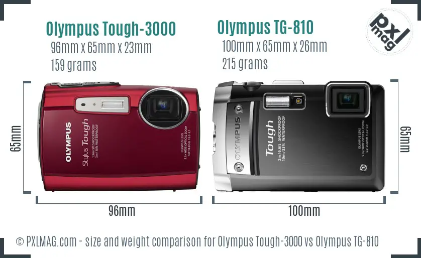 Olympus Tough-3000 vs Olympus TG-810 size comparison