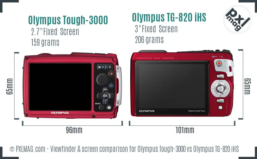 Olympus Tough-3000 vs Olympus TG-820 iHS Screen and Viewfinder comparison