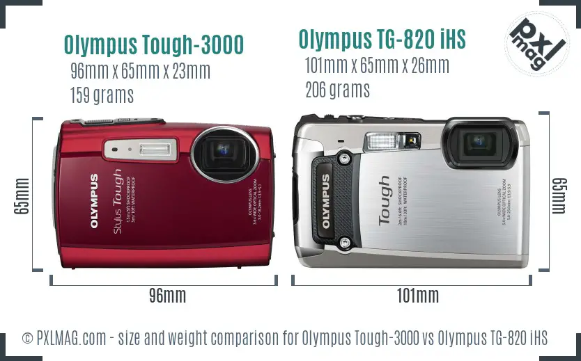Olympus Tough-3000 vs Olympus TG-820 iHS size comparison