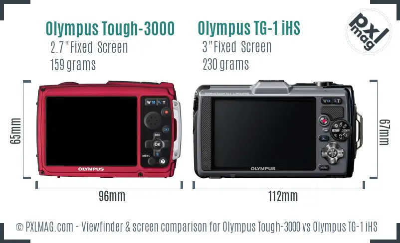 Olympus Tough-3000 vs Olympus TG-1 iHS Screen and Viewfinder comparison