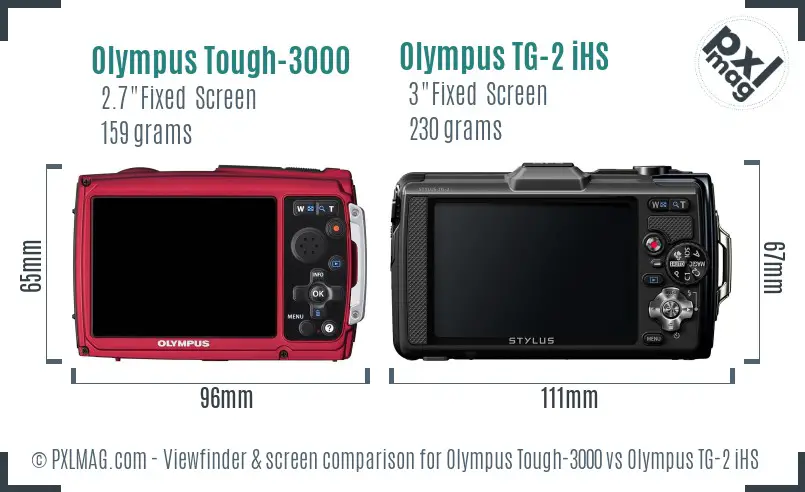 Olympus Tough-3000 vs Olympus TG-2 iHS Screen and Viewfinder comparison