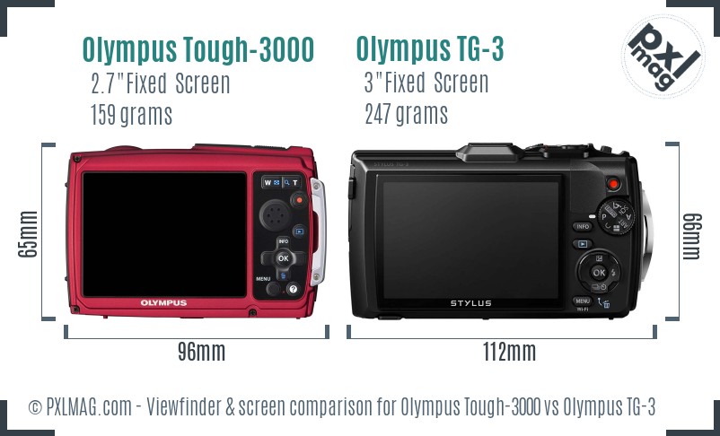 Olympus Tough-3000 vs Olympus TG-3 Screen and Viewfinder comparison