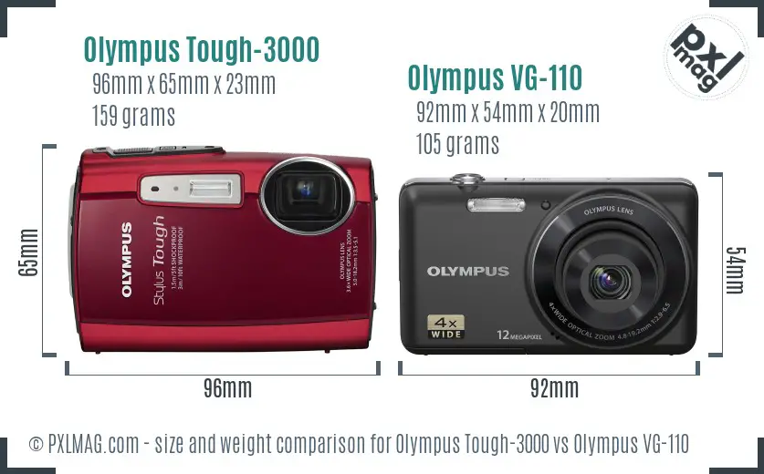 Olympus Tough-3000 vs Olympus VG-110 size comparison