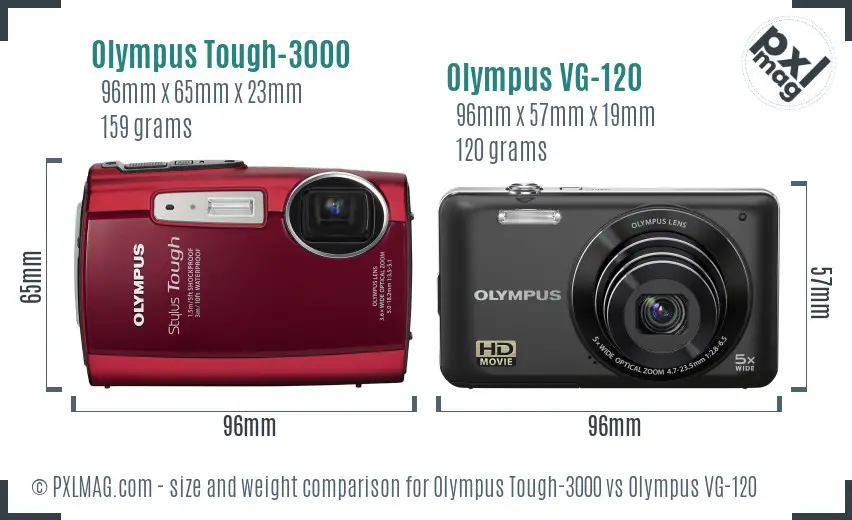 Olympus Tough-3000 vs Olympus VG-120 size comparison