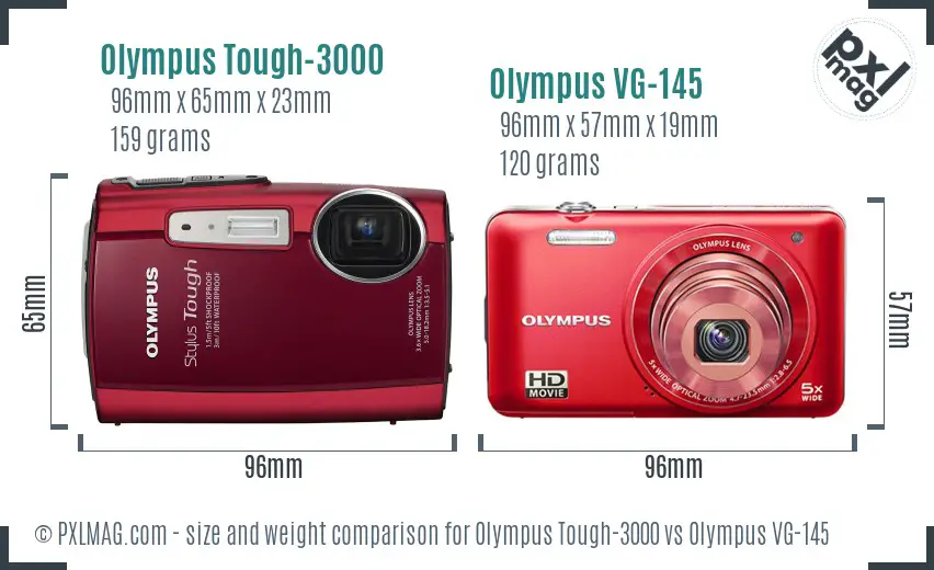 Olympus Tough-3000 vs Olympus VG-145 size comparison