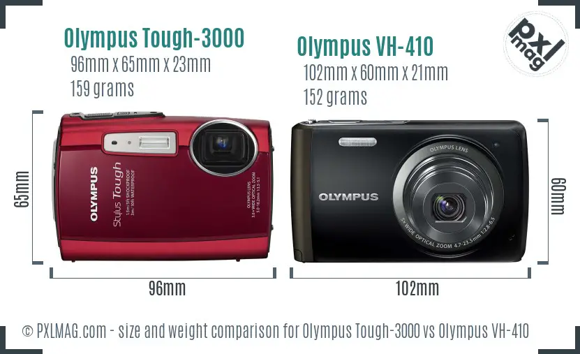 Olympus Tough-3000 vs Olympus VH-410 size comparison