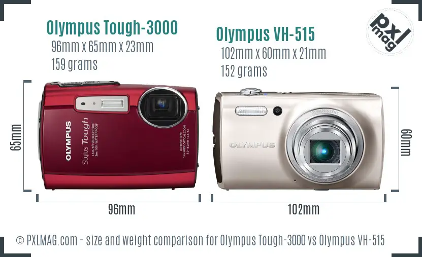 Olympus Tough-3000 vs Olympus VH-515 size comparison