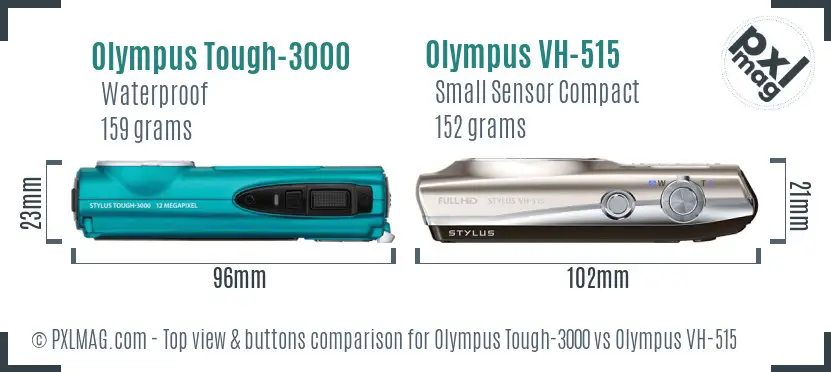 Olympus Tough-3000 vs Olympus VH-515 top view buttons comparison