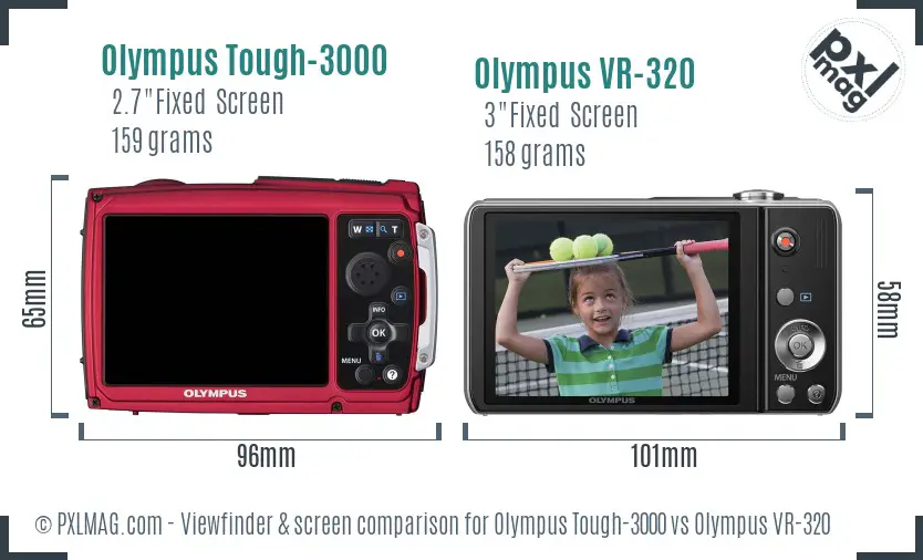 Olympus Tough-3000 vs Olympus VR-320 Screen and Viewfinder comparison