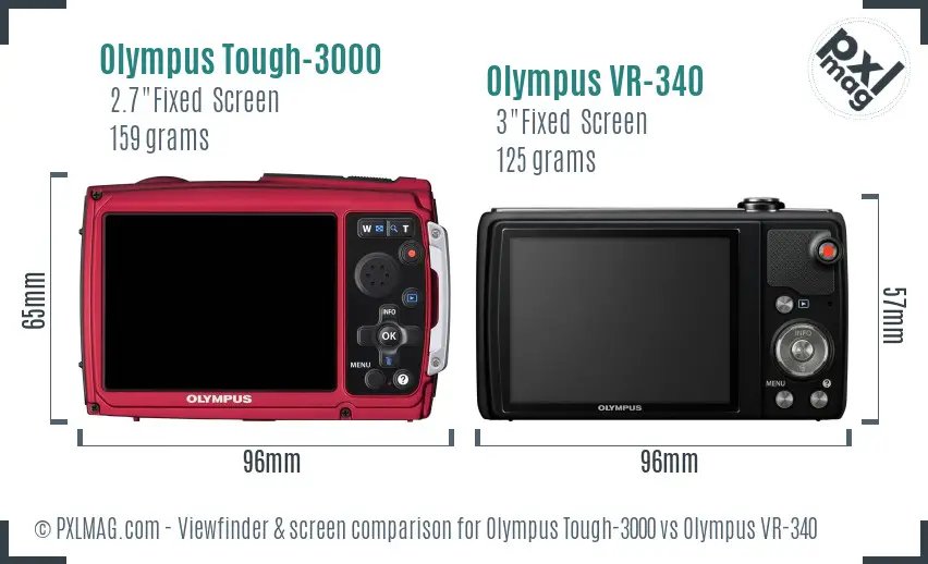 Olympus Tough-3000 vs Olympus VR-340 Screen and Viewfinder comparison
