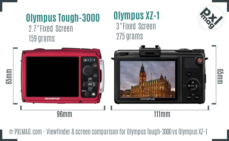 Olympus Tough-3000 vs Olympus XZ-1 Screen and Viewfinder comparison