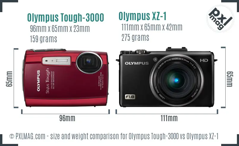 Olympus Tough-3000 vs Olympus XZ-1 size comparison