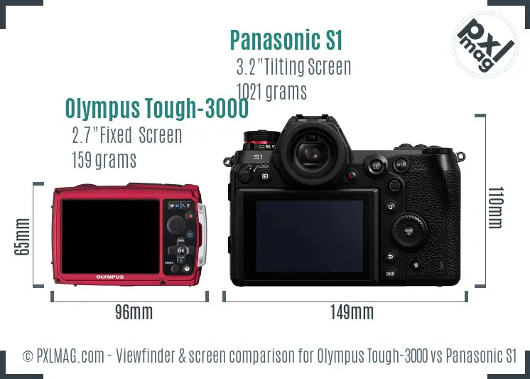 Olympus Tough-3000 vs Panasonic S1 Screen and Viewfinder comparison