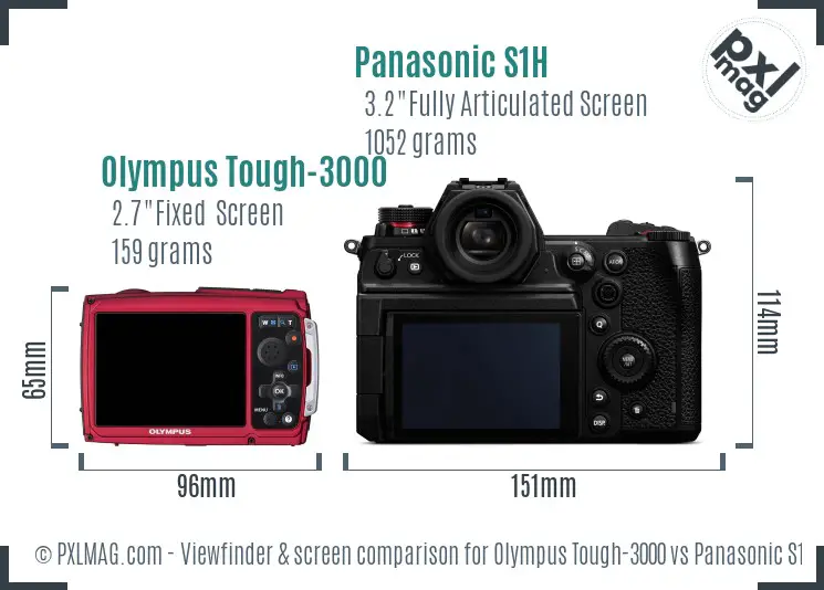 Olympus Tough-3000 vs Panasonic S1H Screen and Viewfinder comparison