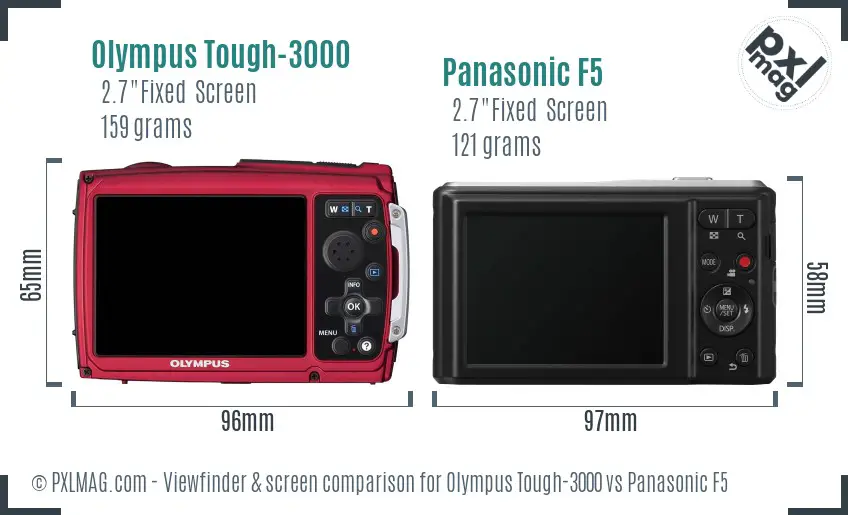Olympus Tough-3000 vs Panasonic F5 Screen and Viewfinder comparison