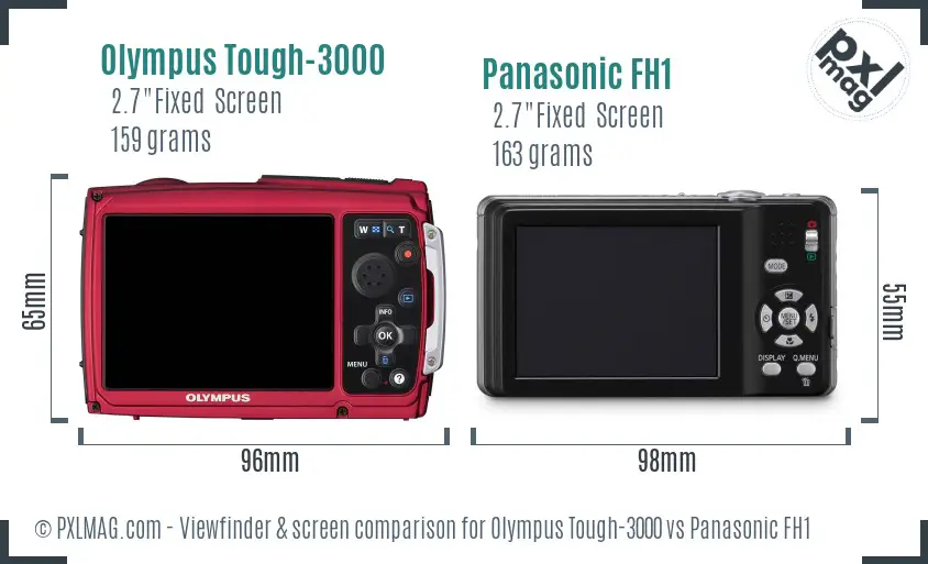 Olympus Tough-3000 vs Panasonic FH1 Screen and Viewfinder comparison