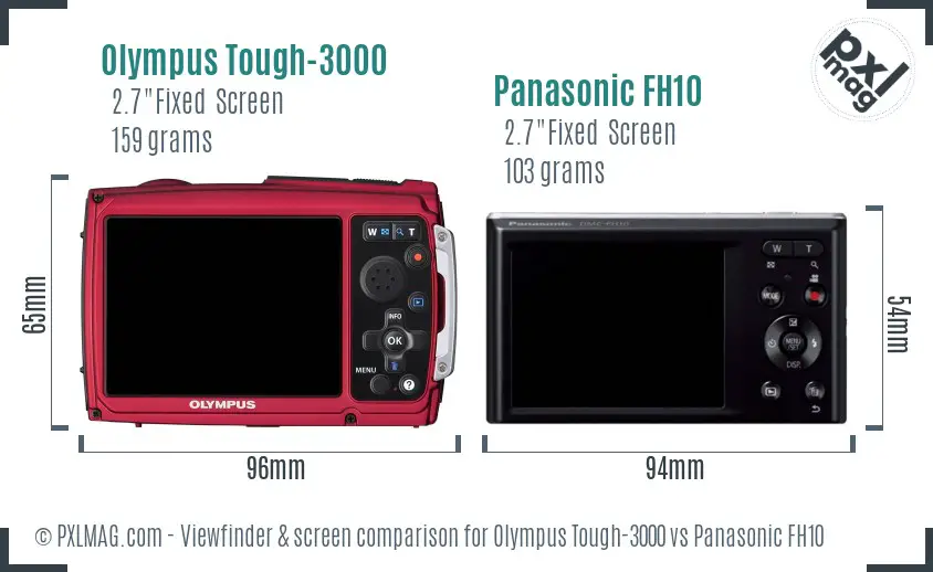 Olympus Tough-3000 vs Panasonic FH10 Screen and Viewfinder comparison
