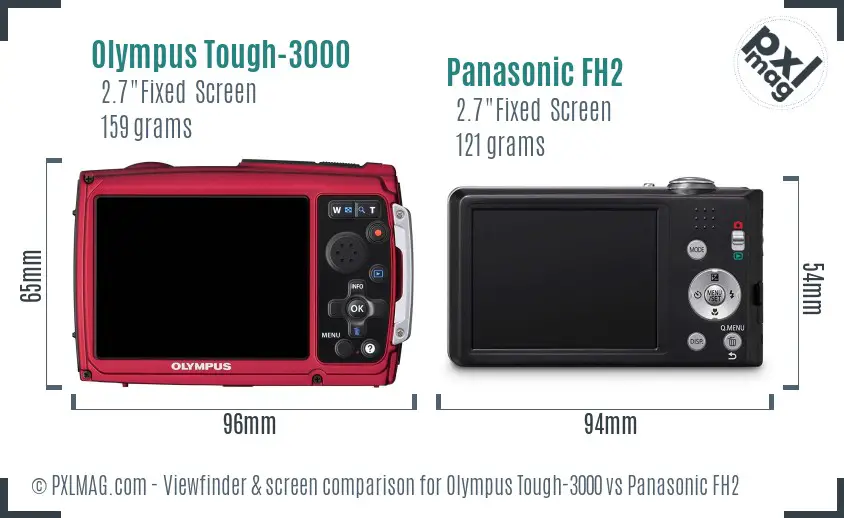 Olympus Tough-3000 vs Panasonic FH2 Screen and Viewfinder comparison