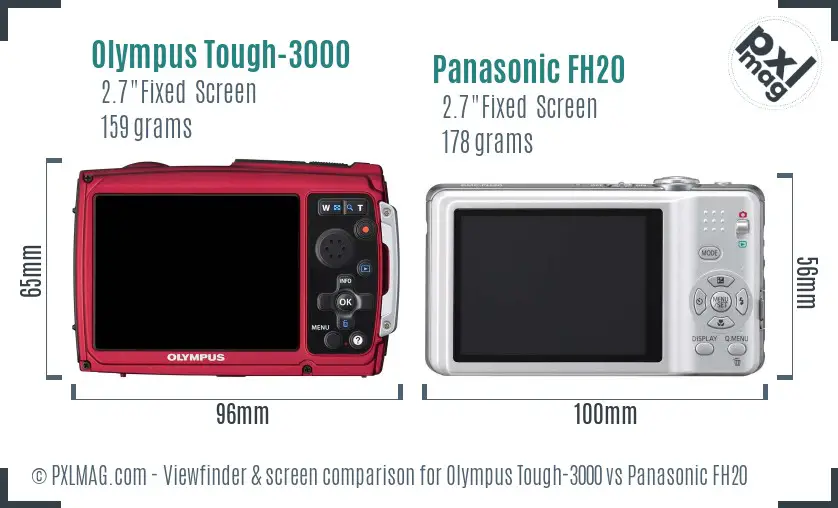 Olympus Tough-3000 vs Panasonic FH20 Screen and Viewfinder comparison