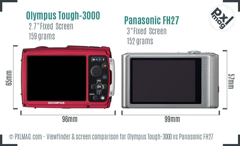 Olympus Tough-3000 vs Panasonic FH27 Screen and Viewfinder comparison