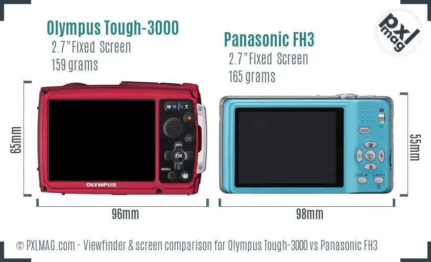 Olympus Tough-3000 vs Panasonic FH3 Screen and Viewfinder comparison