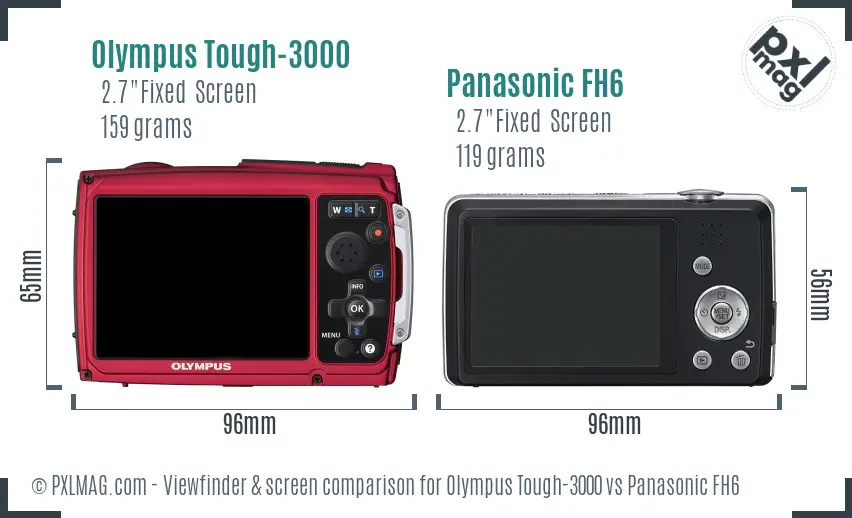 Olympus Tough-3000 vs Panasonic FH6 Screen and Viewfinder comparison