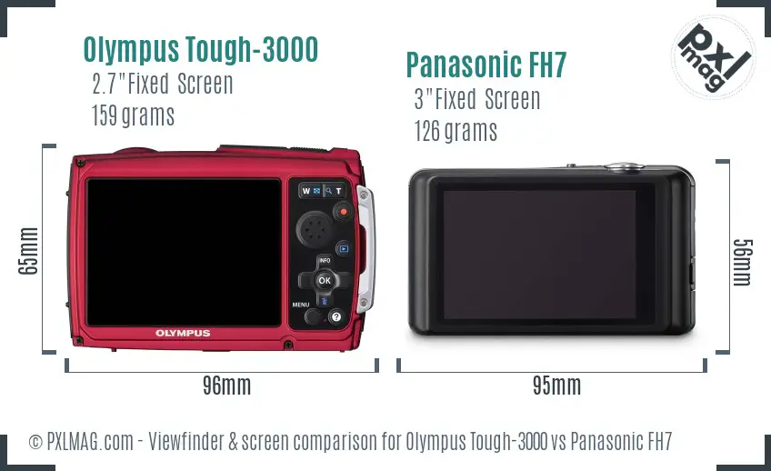 Olympus Tough-3000 vs Panasonic FH7 Screen and Viewfinder comparison