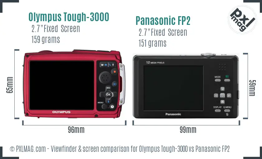 Olympus Tough-3000 vs Panasonic FP2 Screen and Viewfinder comparison