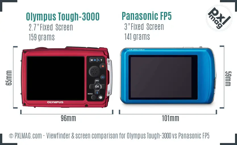 Olympus Tough-3000 vs Panasonic FP5 Screen and Viewfinder comparison