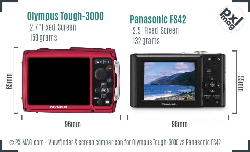 Olympus Tough-3000 vs Panasonic FS42 Screen and Viewfinder comparison