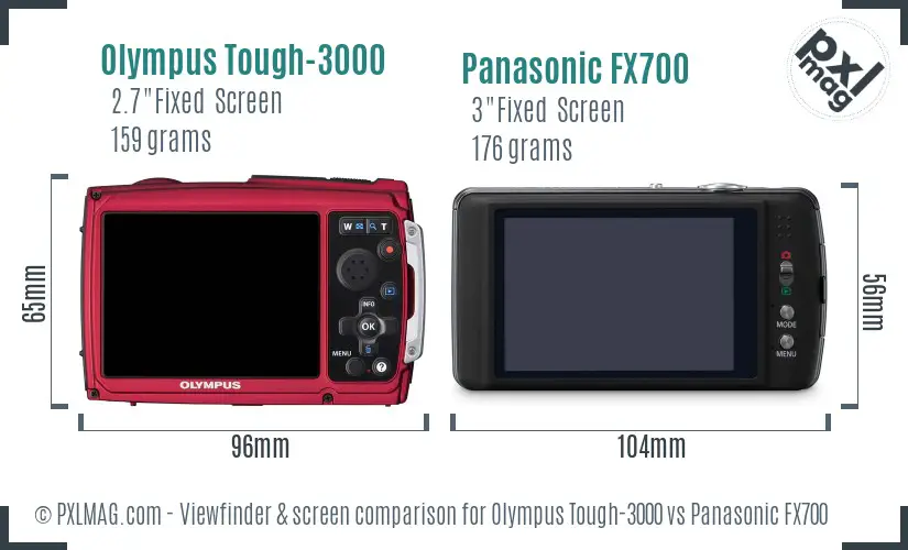 Olympus Tough-3000 vs Panasonic FX700 Screen and Viewfinder comparison