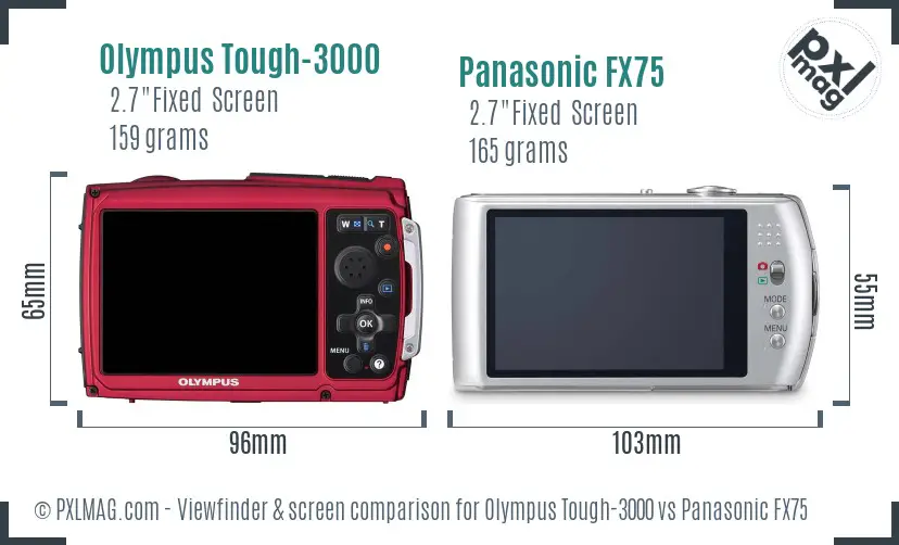 Olympus Tough-3000 vs Panasonic FX75 Screen and Viewfinder comparison