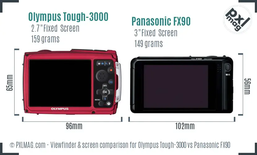 Olympus Tough-3000 vs Panasonic FX90 Screen and Viewfinder comparison Olympus Tough-3000 vs Panasonic FX90 Screen and Viewfinder comparison