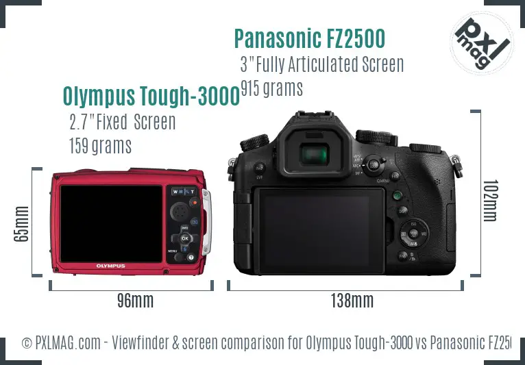Olympus Tough-3000 vs Panasonic FZ2500 Screen and Viewfinder comparison Olympus Tough-3000 vs Panasonic FZ2500 Screen and Viewfinder comparison