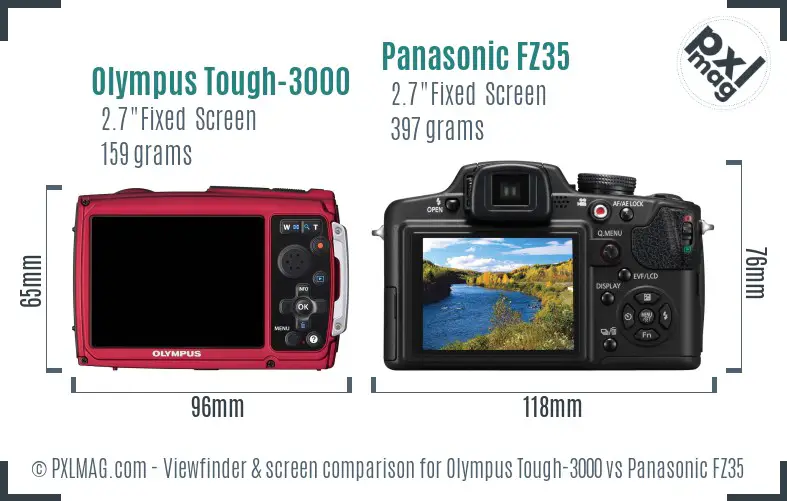 Olympus Tough-3000 vs Panasonic FZ35 Screen and Viewfinder comparison Olympus Tough-3000 vs Panasonic FZ35 Screen and Viewfinder comparison