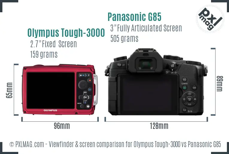 Olympus Tough-3000 vs Panasonic G85 Screen and Viewfinder comparison Olympus Tough-3000 vs Panasonic G85 Screen and Viewfinder comparison