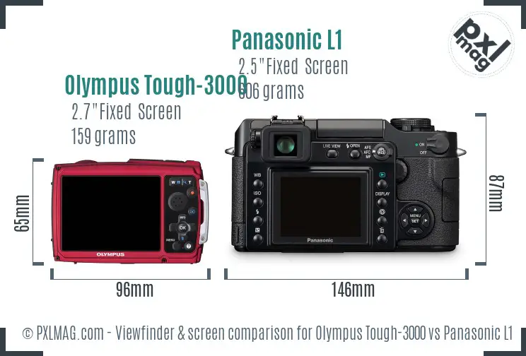 Olympus Tough-3000 vs Panasonic L1 Screen and Viewfinder comparison