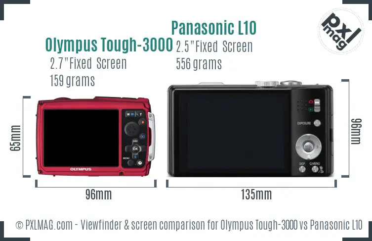 Olympus Tough-3000 vs Panasonic L10 Screen and Viewfinder comparison