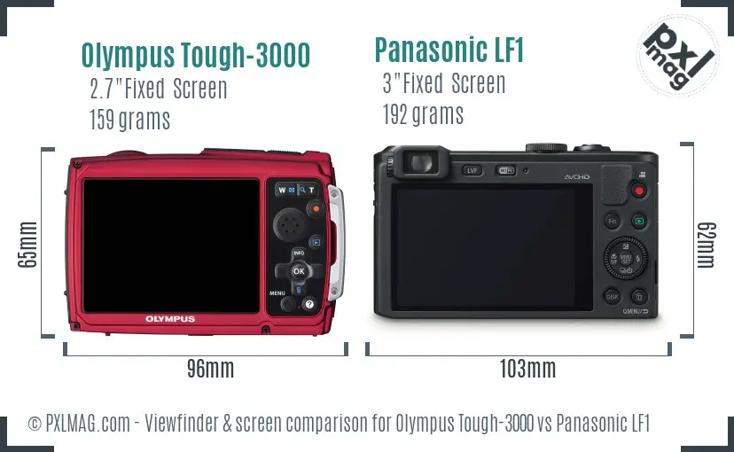 Olympus Tough-3000 vs Panasonic LF1 Screen and Viewfinder comparison