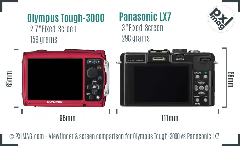 Olympus Tough-3000 vs Panasonic LX7 Screen and Viewfinder comparison Olympus Tough-3000 vs Panasonic LX7 Screen and Viewfinder comparison