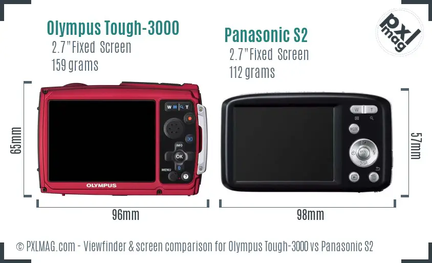 Olympus Tough-3000 vs Panasonic S2 Screen and Viewfinder comparison