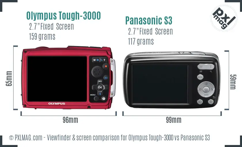 Olympus Tough-3000 vs Panasonic S3 Screen and Viewfinder comparison Olympus Tough-3000 vs Panasonic S3 Screen and Viewfinder comparison