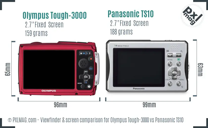 Olympus Tough-3000 vs Panasonic TS10 Screen and Viewfinder comparison