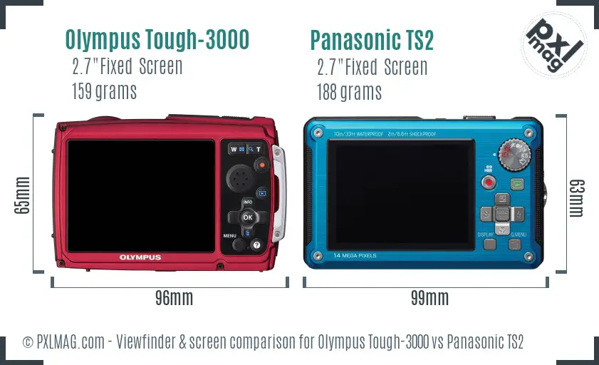 Olympus Tough-3000 vs Panasonic TS2 Screen and Viewfinder comparison