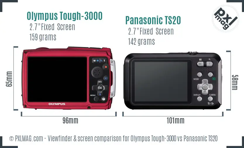 Olympus Tough-3000 vs Panasonic TS20 Screen and Viewfinder comparison